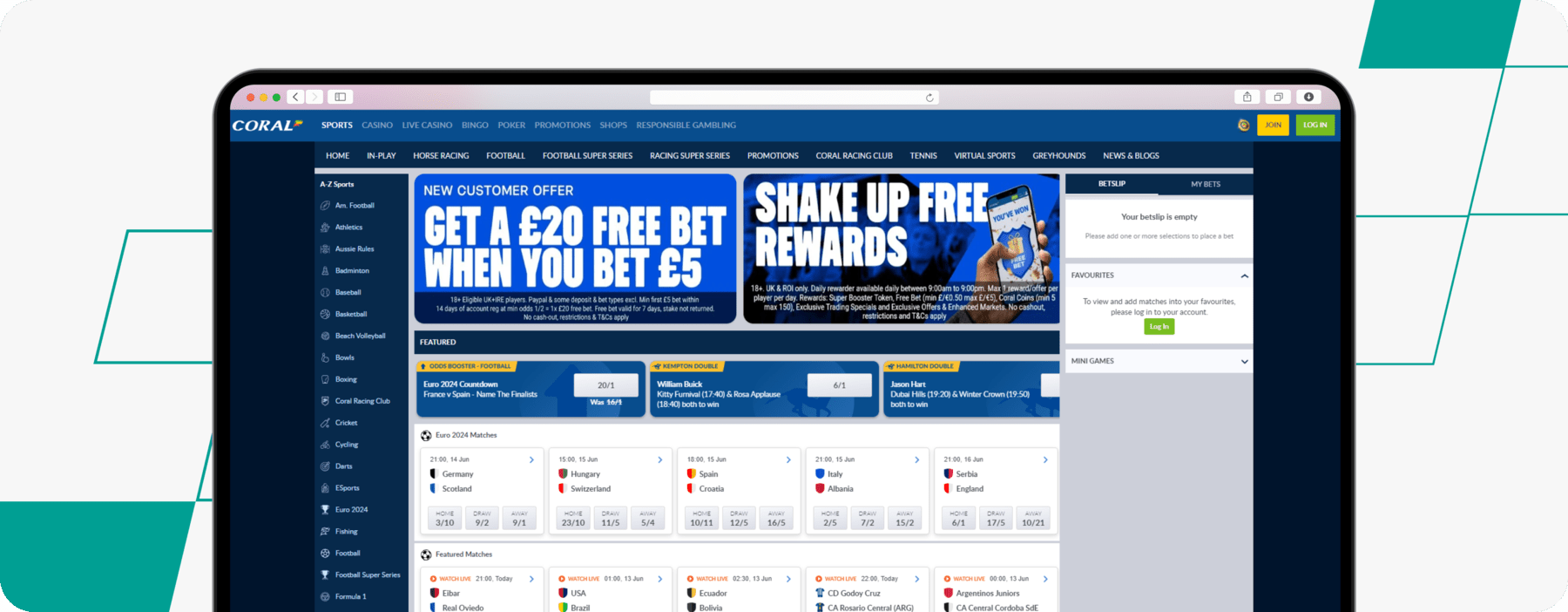 Coral Irish Betting Desktop