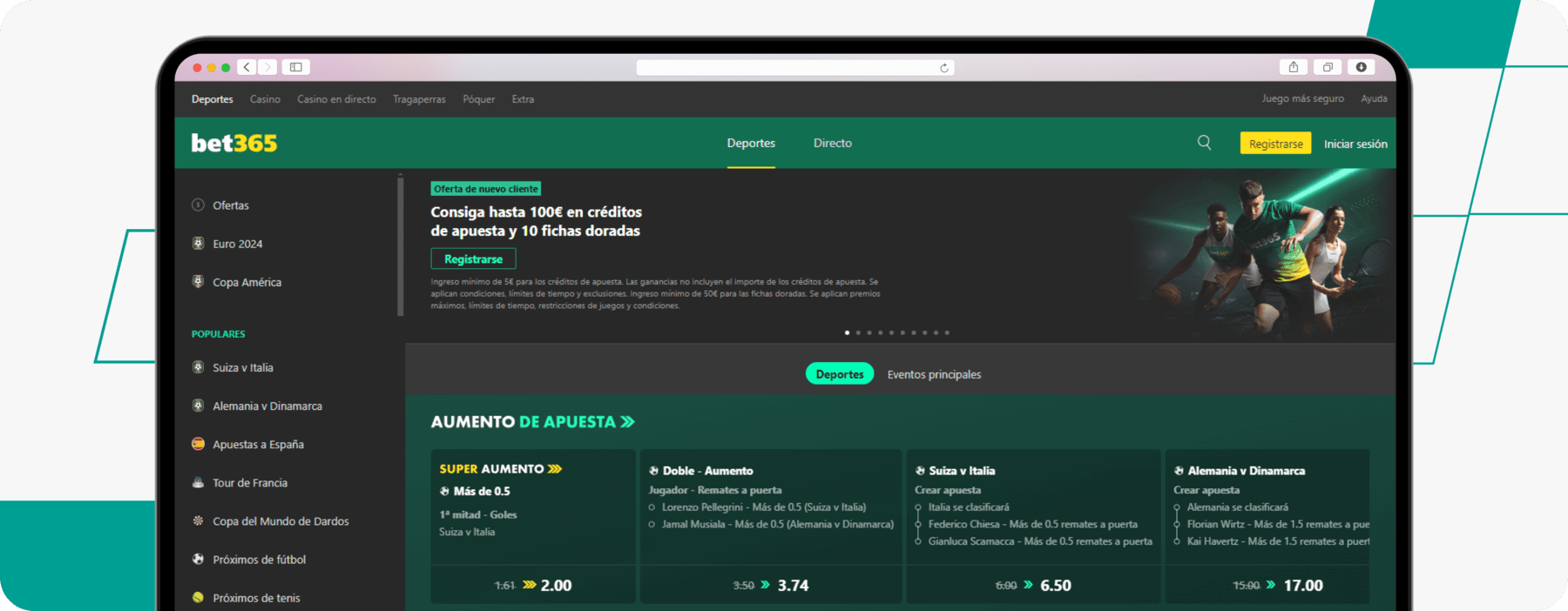 Screenshot of Spanish bet365 Homepage dedsktop