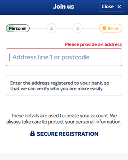 Screenshot of Registration Process 3. 