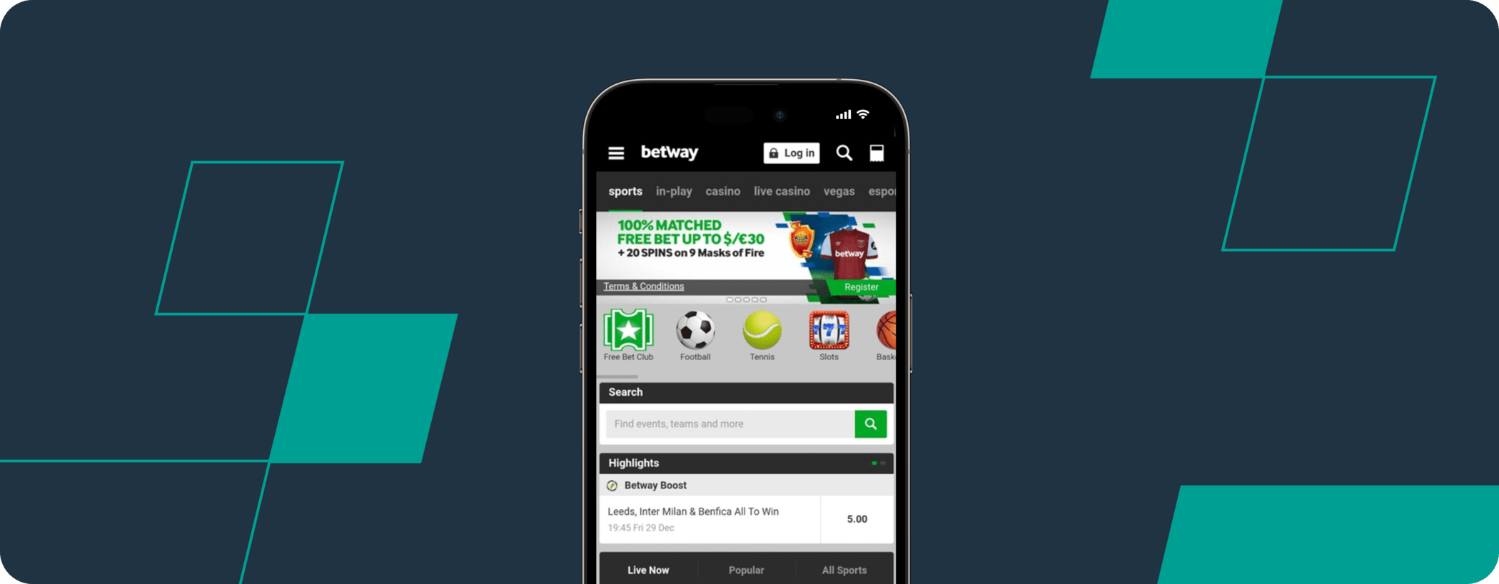 betway mobile app screenshot