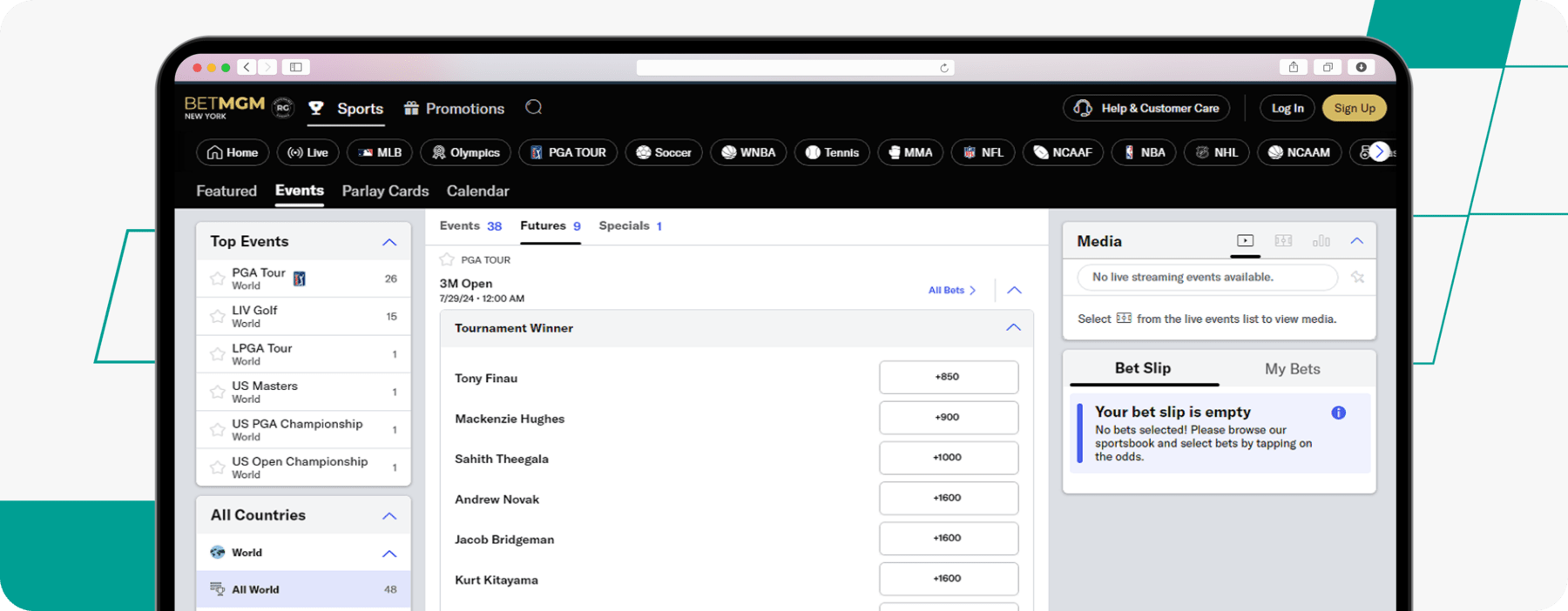 betmgm golf betting Desktop