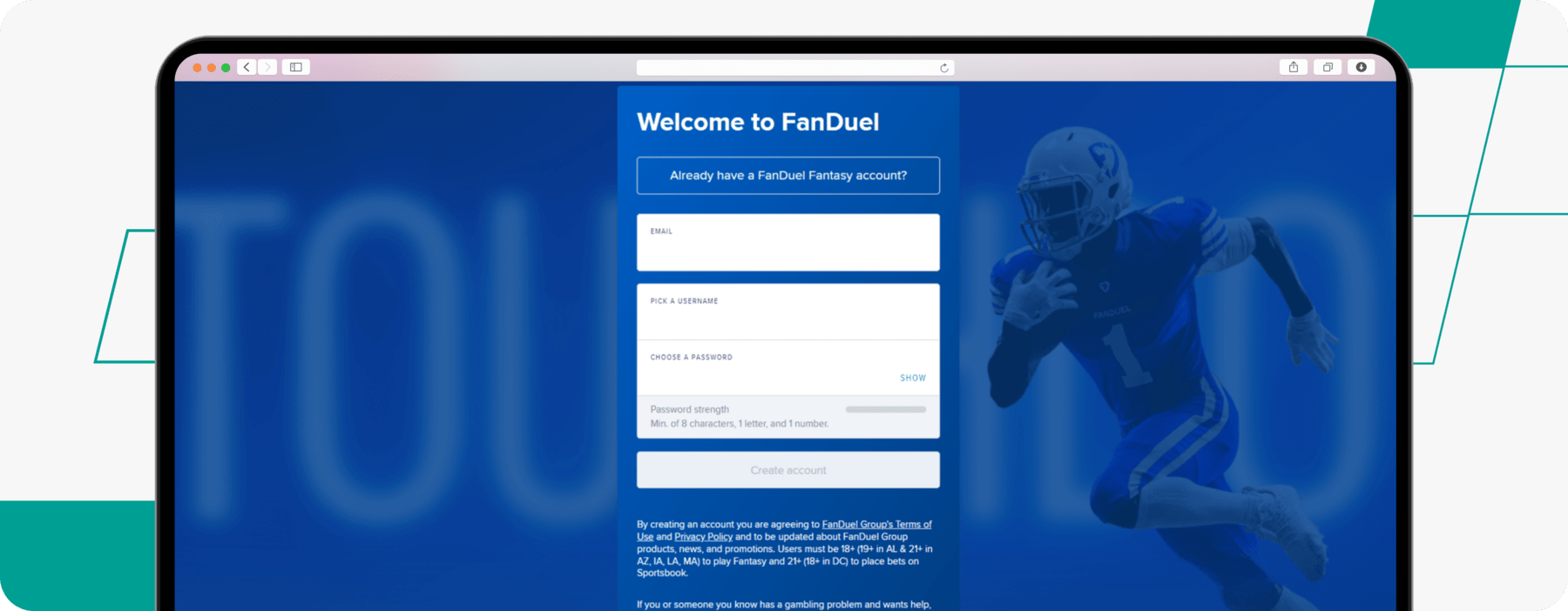 FanDuel sign up desktop