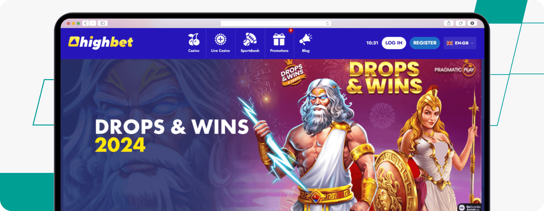 screenshot of highbet drops & wins offer